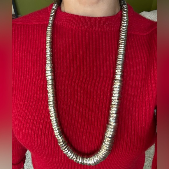 Vintage Pyrite Tyre Beads Silver Necklace - Picture 3 of 3